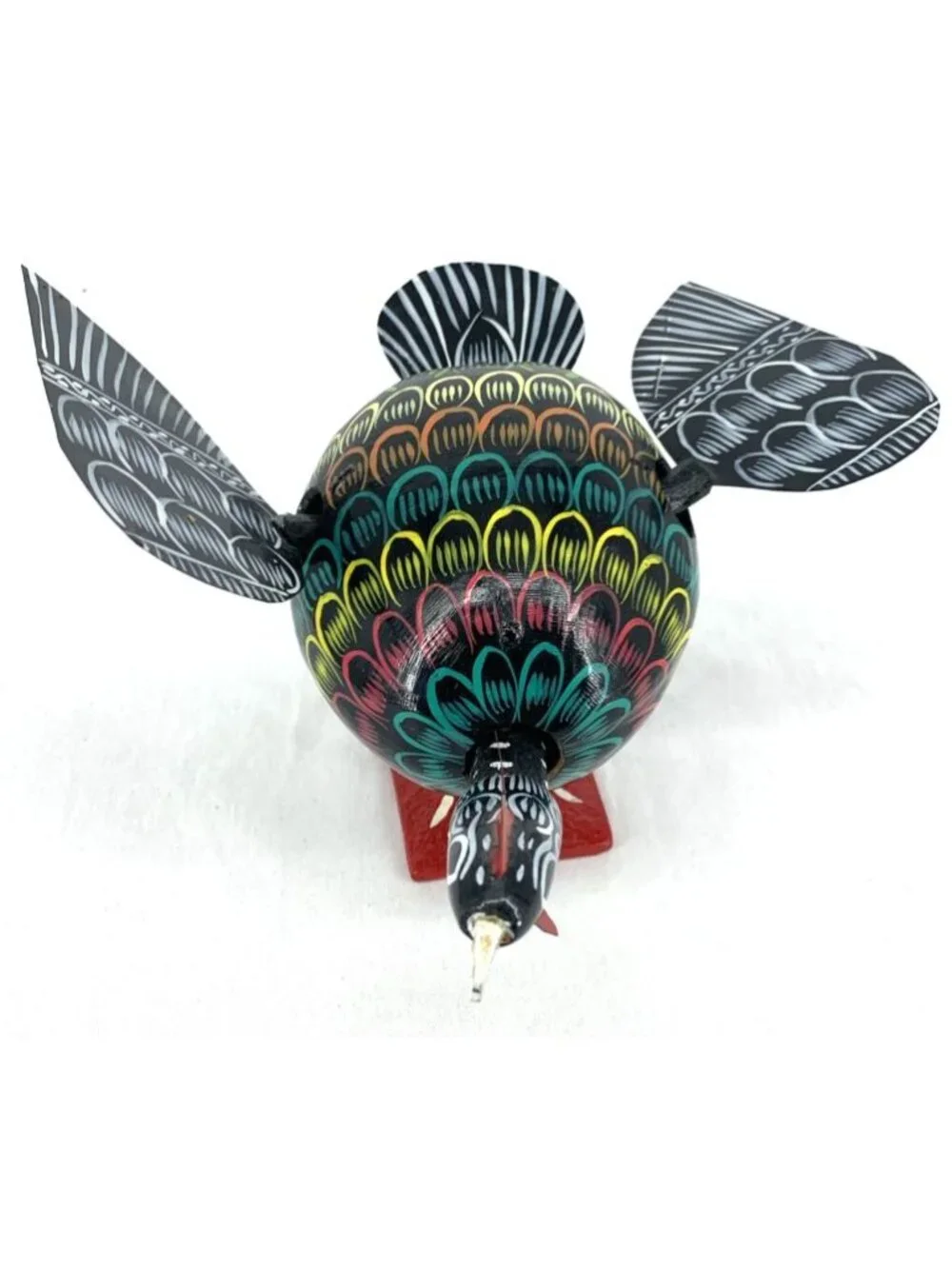 Alebrije Turkey Hand Painted Wood Carving Oaxacan Folk Art Nodder Bobblehead 5.5